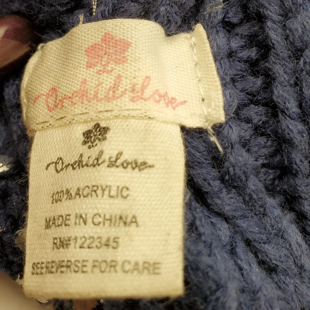 Orchid Love Metallic Blue/Silver Beanie 100% Acrylic - Picture 3 of 5